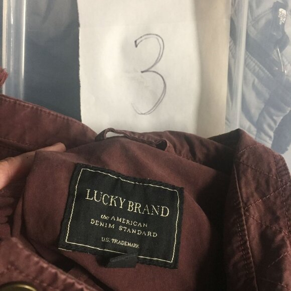 Lucky Brand Womens Anorak Barn Jacket Size 1X Burgundy Cotton Twill Pockets - Picture 12 of 12